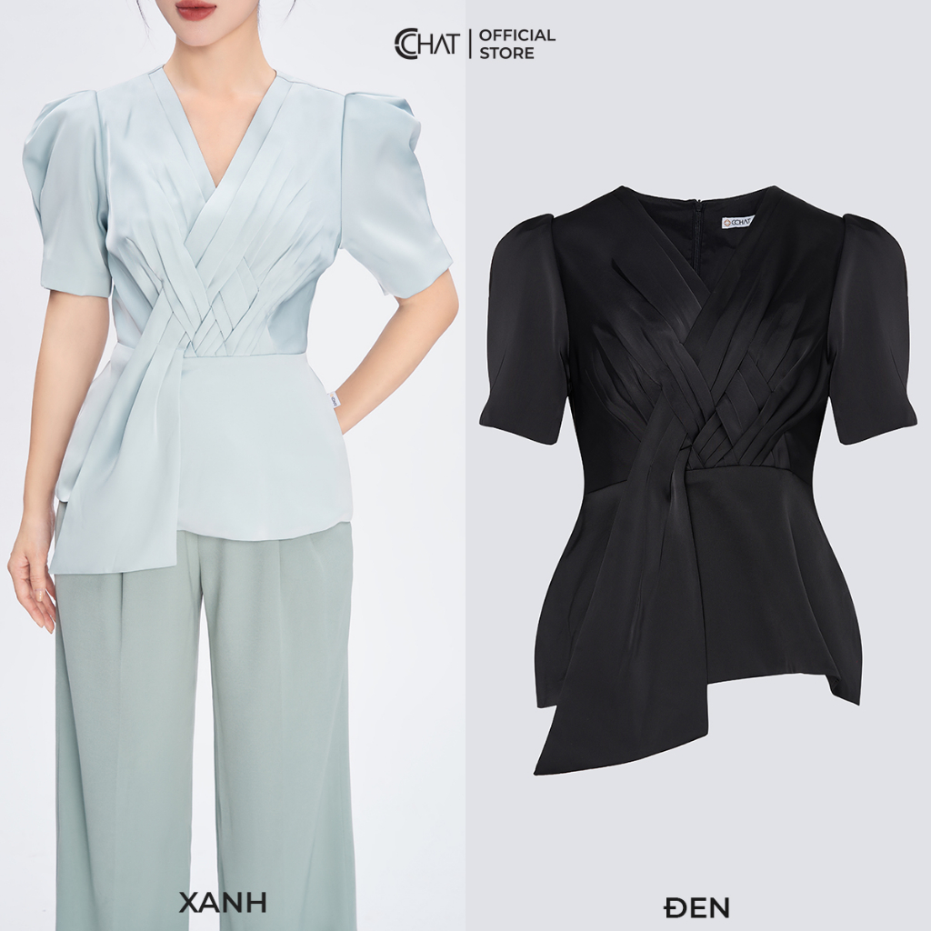 Áo Kiểu Nữ Dáng Peplum Vạt Đan Eo Chất Lụa Cao Cấp Mềm Mịn 53ANL2001OT