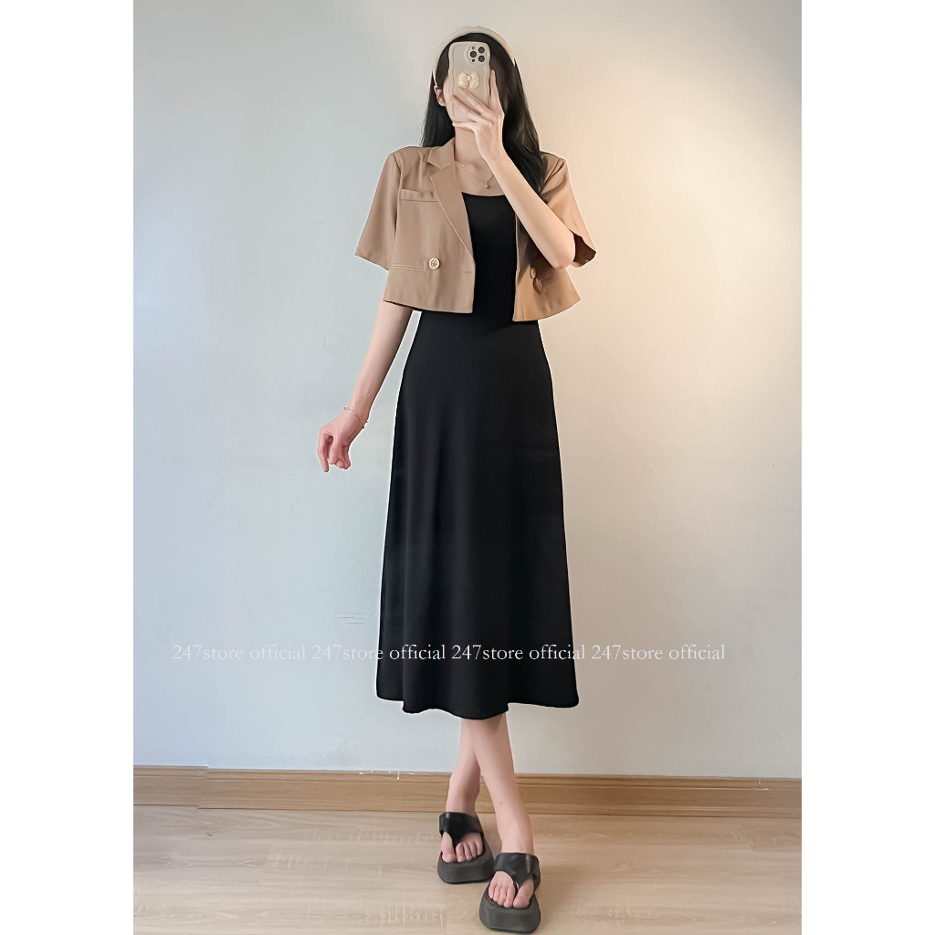 Váy 2 dây maxi thun tăm lạnh co dãn 247store - VayHAIDAy255_P0K32