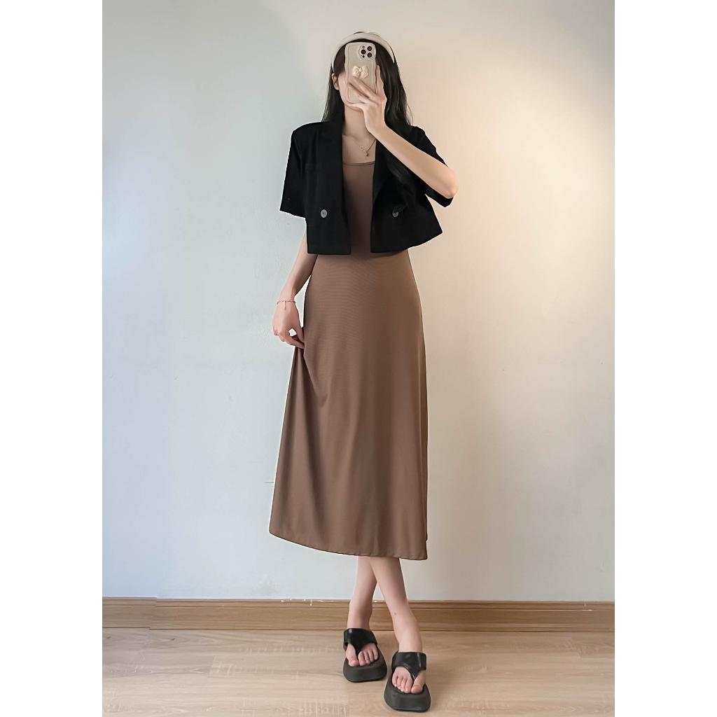 Váy 2 dây maxi thun tăm lạnh co dãn 247store - VayHAIDAy255_P0K32