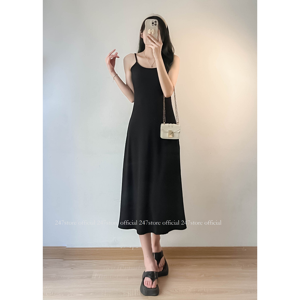 Váy 2 dây maxi thun tăm lạnh co dãn 247store - VayHAIDAy255_P0K32