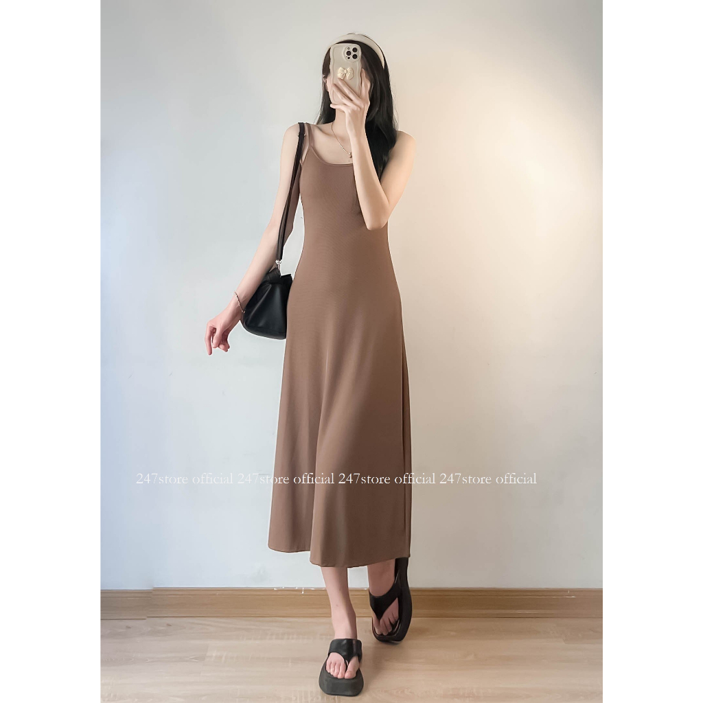 Váy 2 dây maxi thun tăm lạnh co dãn 247store - VayHAIDAy255_P0K32