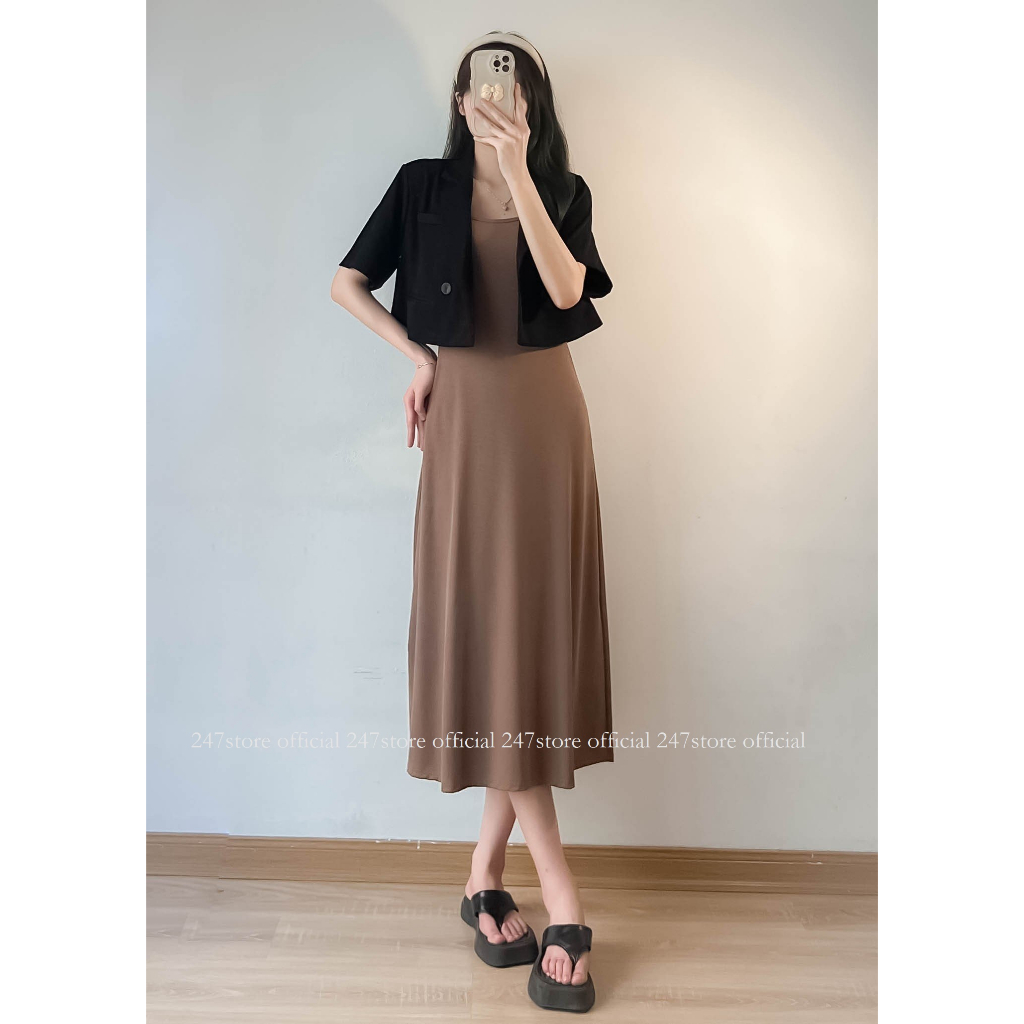 Váy 2 dây maxi thun tăm lạnh co dãn 247store - VayHAIDAy255_P0K32
