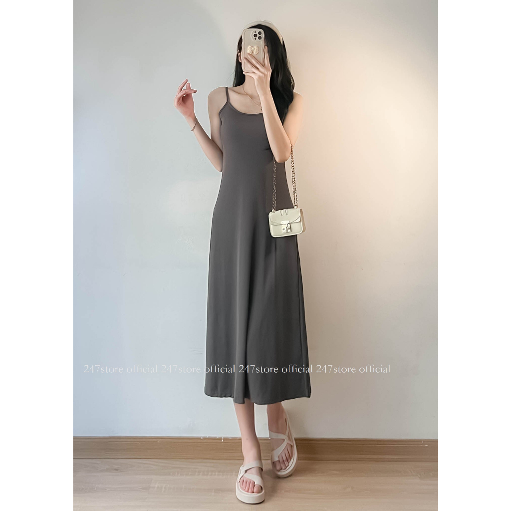 Váy 2 dây maxi thun tăm lạnh co dãn 247store - VayHAIDAy255_P0K32