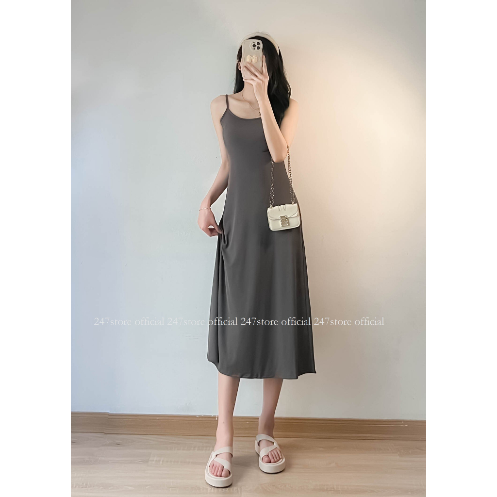 Váy 2 dây maxi thun tăm lạnh co dãn 247store - VayHAIDAy255_P0K32