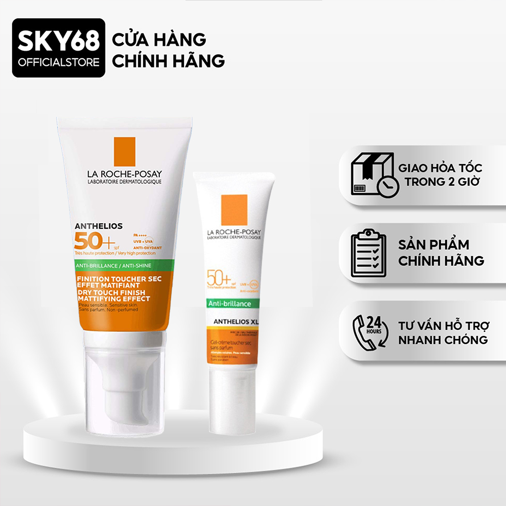 Kem chống nắng kiềm dầu cho da dầu mụn La Roche Posay Dry Touch Anthelios XL UVB UVA SPF 50+ (15/50ml)