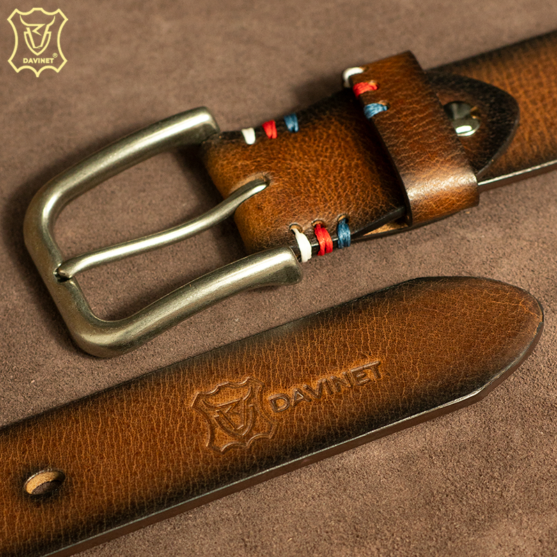 Thắt Lưng Nam Da Bò Ý 1 Lớp Nguyên Tấm DAVINET TLM23-02, Khóa Kim Loại Chống Gỉ, Giá Tốt Bảo Hành 5 Năm