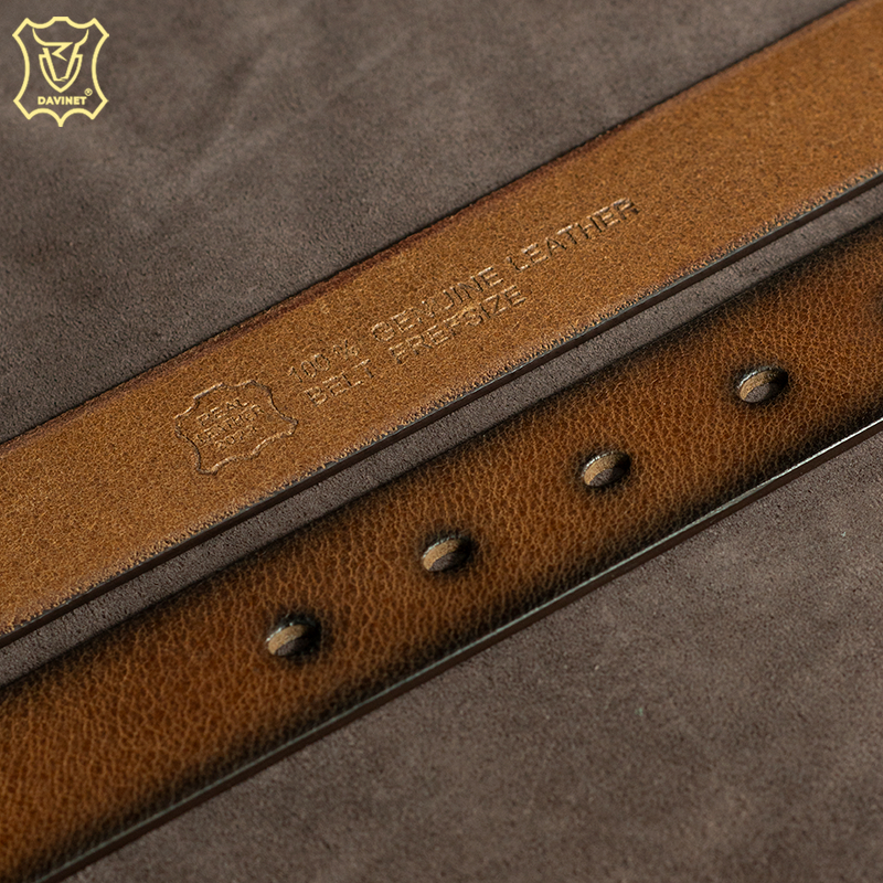 Thắt Lưng Nam Da Bò Ý 1 Lớp Nguyên Tấm DAVINET TLM23-02, Khóa Kim Loại Chống Gỉ, Giá Tốt Bảo Hành 5 Năm