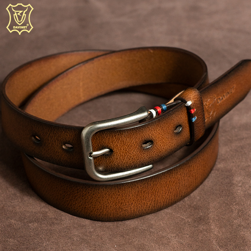 Thắt Lưng Nam Da Bò Ý 1 Lớp Nguyên Tấm DAVINET TLM23-02, Khóa Kim Loại Chống Gỉ, Giá Tốt Bảo Hành 5 Năm