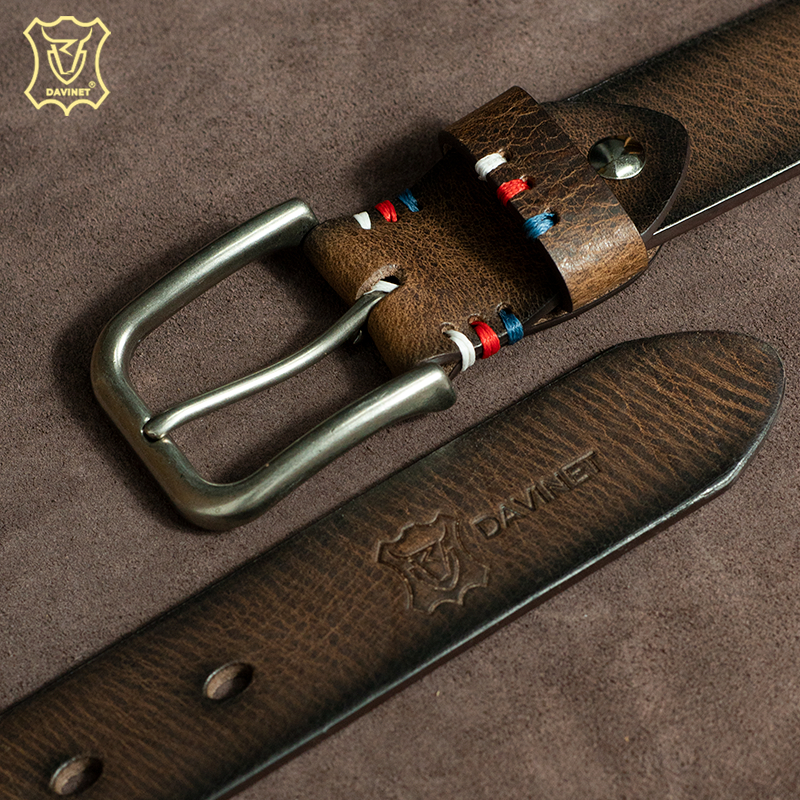 Thắt Lưng Nam Da Bò Ý 1 Lớp Nguyên Tấm DAVINET TLM23-02, Khóa Kim Loại Chống Gỉ, Giá Tốt Bảo Hành 5 Năm