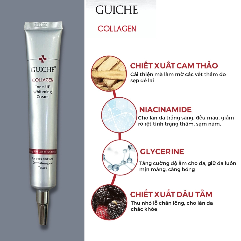 Kem nám Guiche Collagen Tone-Up Whitening Cream 35ml Hàn Quốc, hỗ trợ sáng da, giúp da đều màu