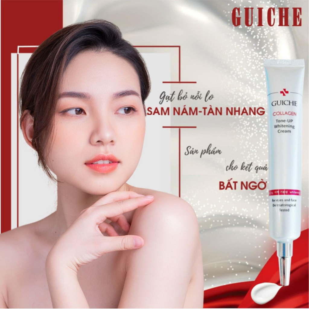 Kem nám Guiche Collagen Tone-Up Whitening Cream 35ml Hàn Quốc, hỗ trợ sáng da, giúp da đều màu