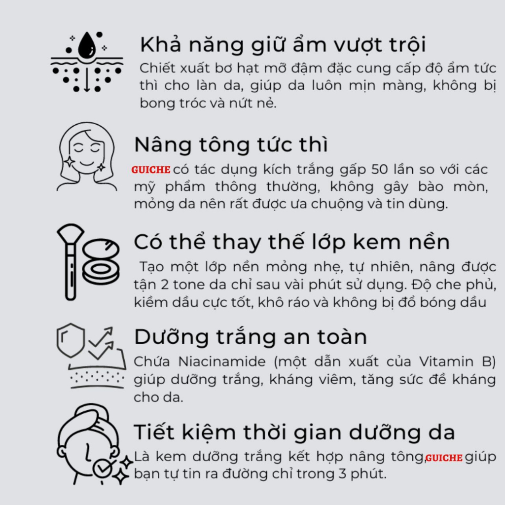 Kem nám Guiche Collagen Tone-Up Whitening Cream 35ml Hàn Quốc, hỗ trợ sáng da, giúp da đều màu