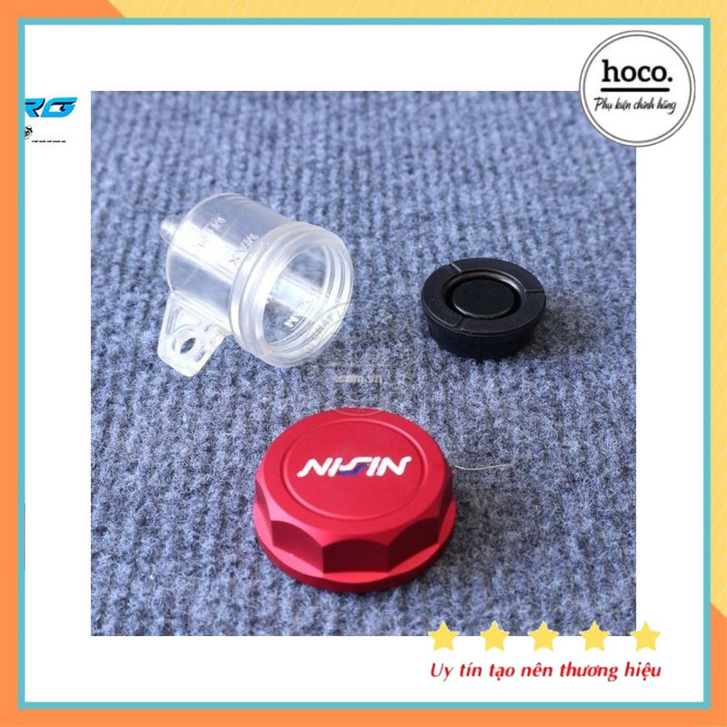 Bình dầu nissin nhựa trắng trong nắp nhôm cnc lắp thắng đĩa xe máy