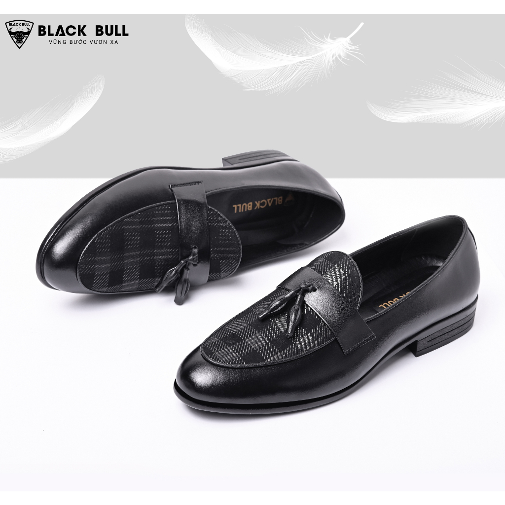 Giày Lười Thiết kế Da bò Cao cấp BLACK BULL BL-12 Đen