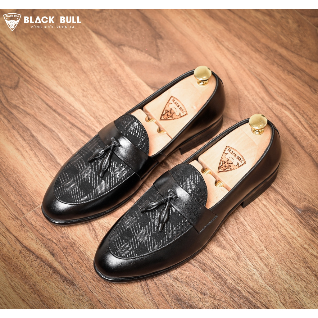 Giày Lười Thiết kế Da bò Cao cấp BLACK BULL BL-12 Đen