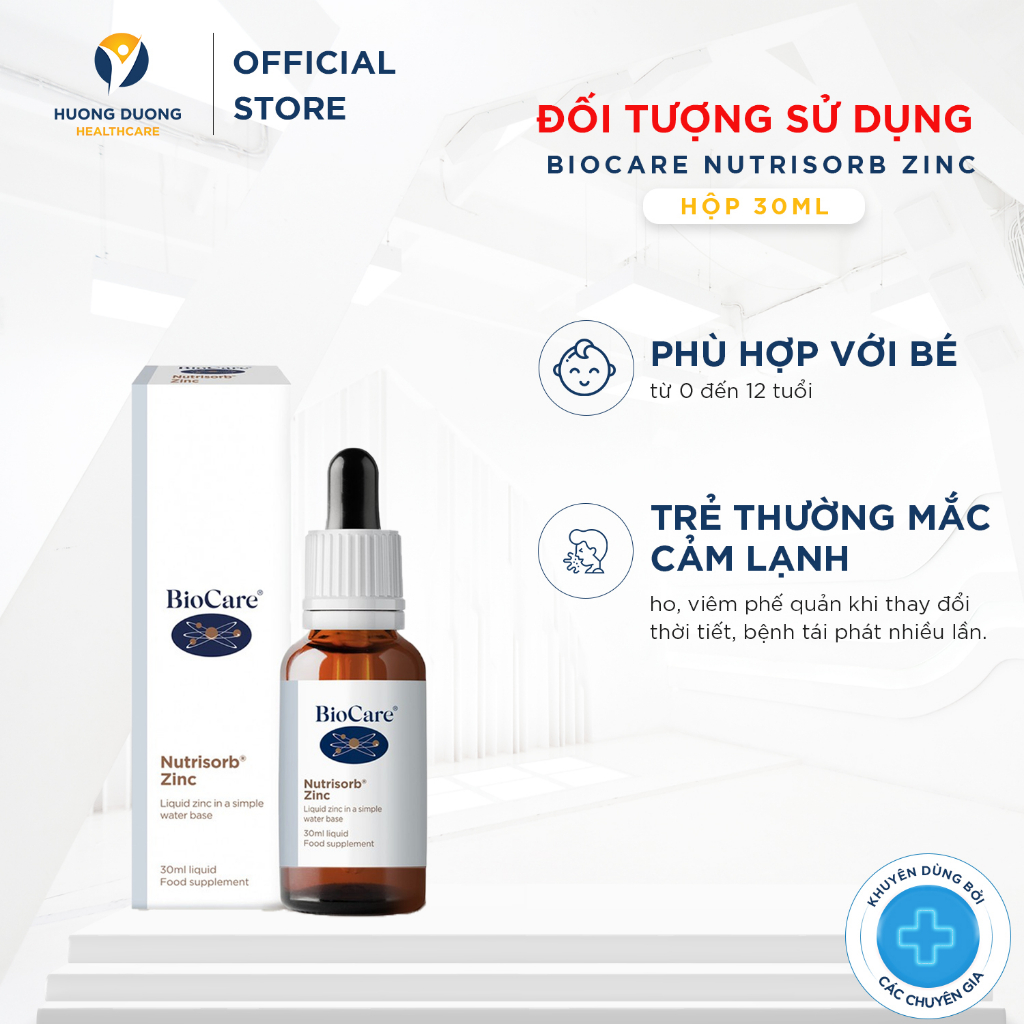 Kẽm nước BioCare Nutrisorb Zinc - Sắt nước hữu cơ, tăng đề kháng, giảm biếng ăn 30ml