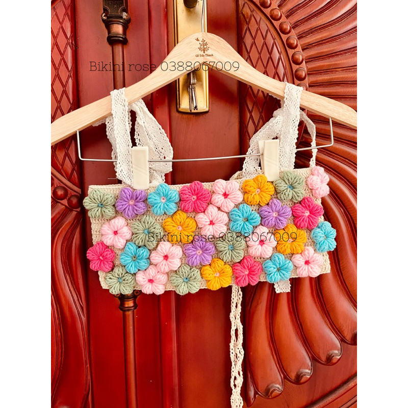 ÁO LEN MÓC GHÉP HOA NHIỀU MÀU, CÓ ÁO XOÀI