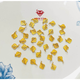 Charm bạc treo cỏ bốn lá bạc xi vàng Minh Tâm Jewelry
