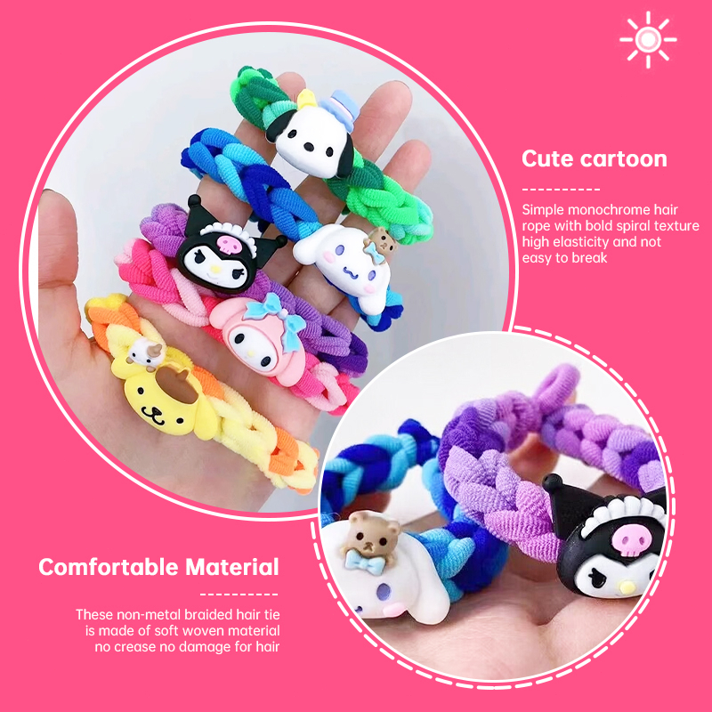 ⚡SANRIO dây buộc tóc cao su tự làm hình kuromi hoạt hình dễ thương cho cặp đôi