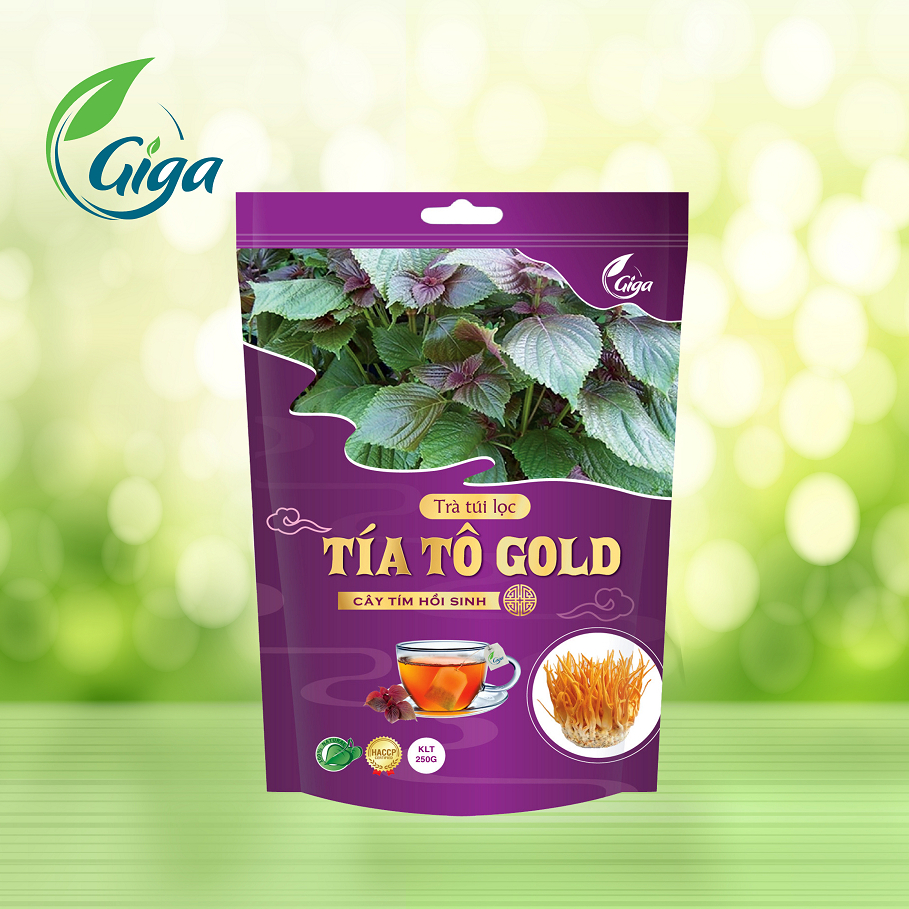 Trà túi lọc tía tô Gold Gigaherbs hỗ trợ hỗ trợ điều trị bệnh gút, giảm chứng rối loạn tiêu hóa - Túi 250g