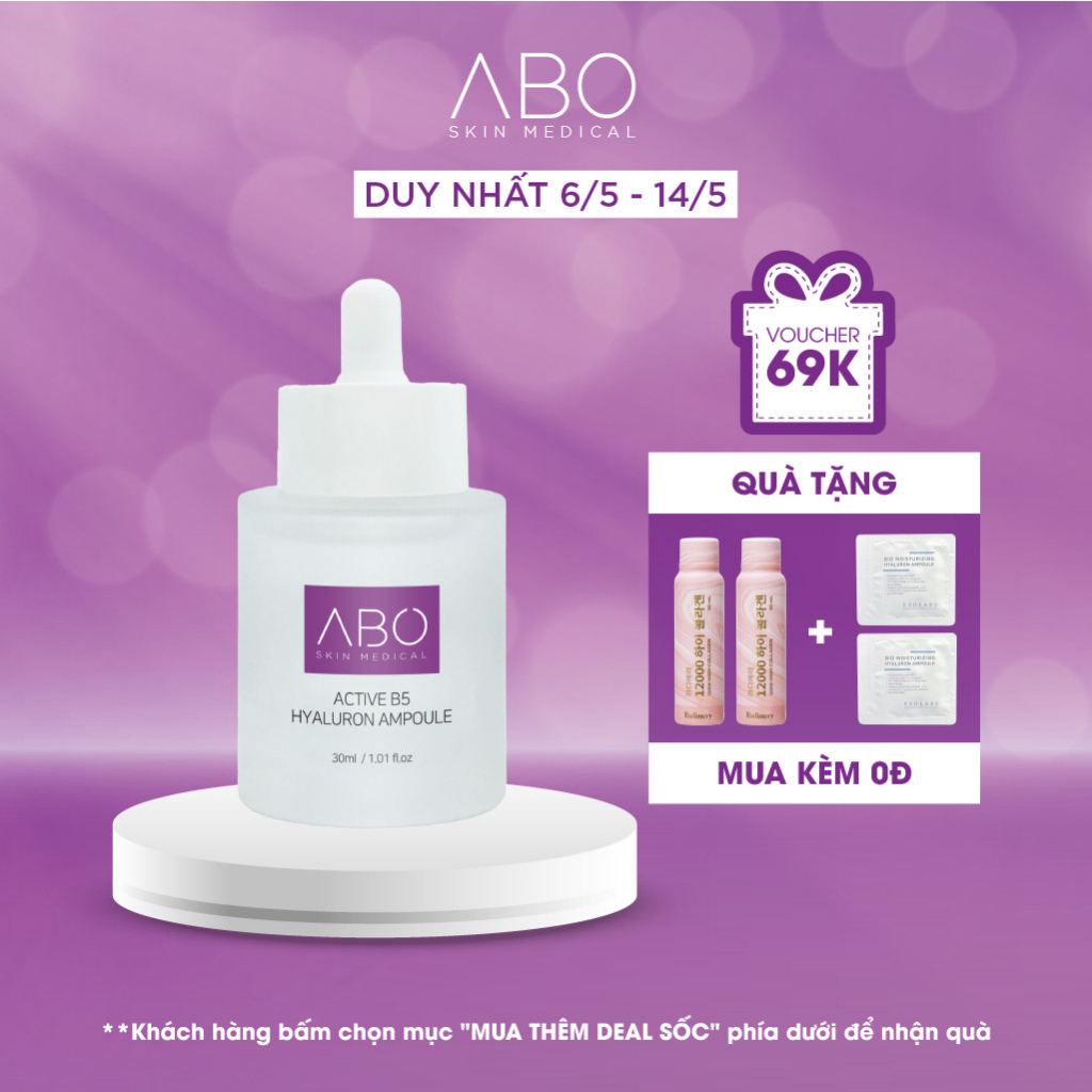 Serum ha b5 ABO - Phục hồi da, cấp ẩm, căng bóng da tức thì, đều màu da, chống lão hóa 30ml - USOLAB