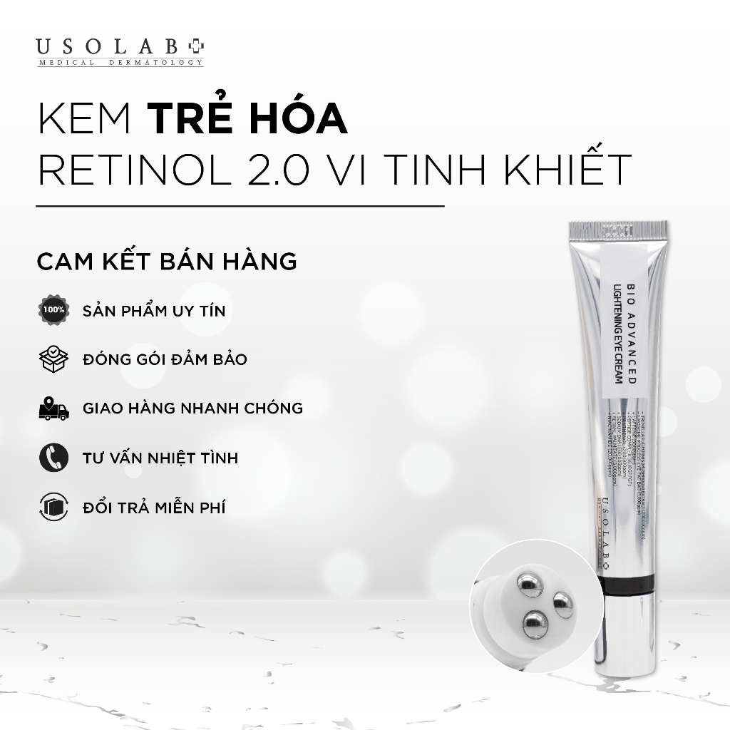 Kem mắt bio advanced lightening eye cream USOLAB - Giúp cải thiện nếp nhăn, giảm thâm quầng mắt và tăng độ đàn hồi 25ml