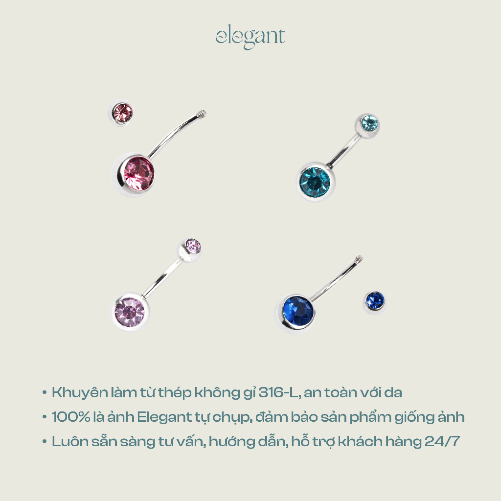 Khuyên rốn đá thả BUTTERFLY DROP FLOWER BELLY Elegant