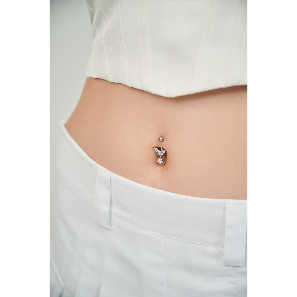 Khuyên rốn đá thả BUTTERFLY DROP FLOWER BELLY Elegant