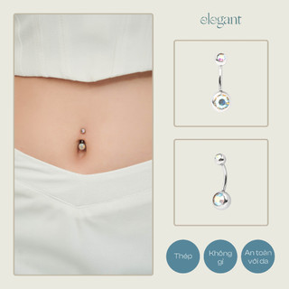 Khuyên rốn đá màu color belly round elegant