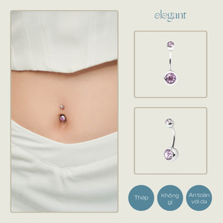 Khuyên rốn đá màu elegant belly round 12mm elegant
