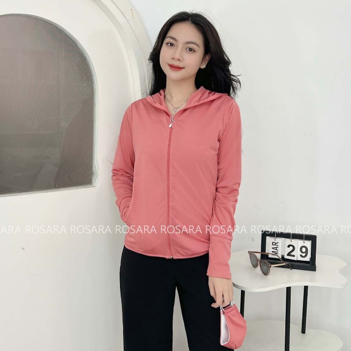 Áo Chống Nắng 2 Lớp Kèm Khẩu Trang Dáng Ngắn Kéo Khóa Rosara AP03