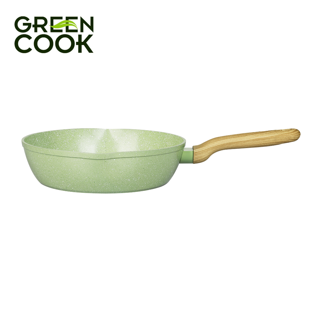 Chảo nhôm sâu men đá ceramic miệng rót Green Cook GCP231 màu xanh 10 lớp chống dính sử dụng được trên tất cả các loại bế