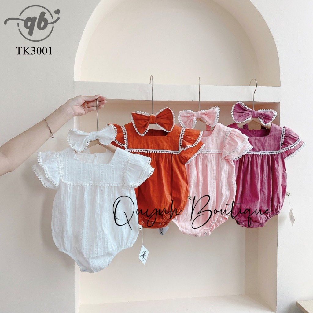 Quần áo trẻ em Quỳnh Boutique mẫu body trơn viền ren cho bé