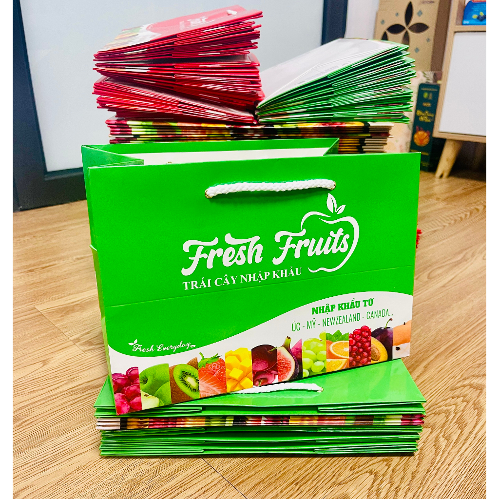 Com bo 10 Túi Trái Cây Nhập Khẩu 1kg Màu xanh
