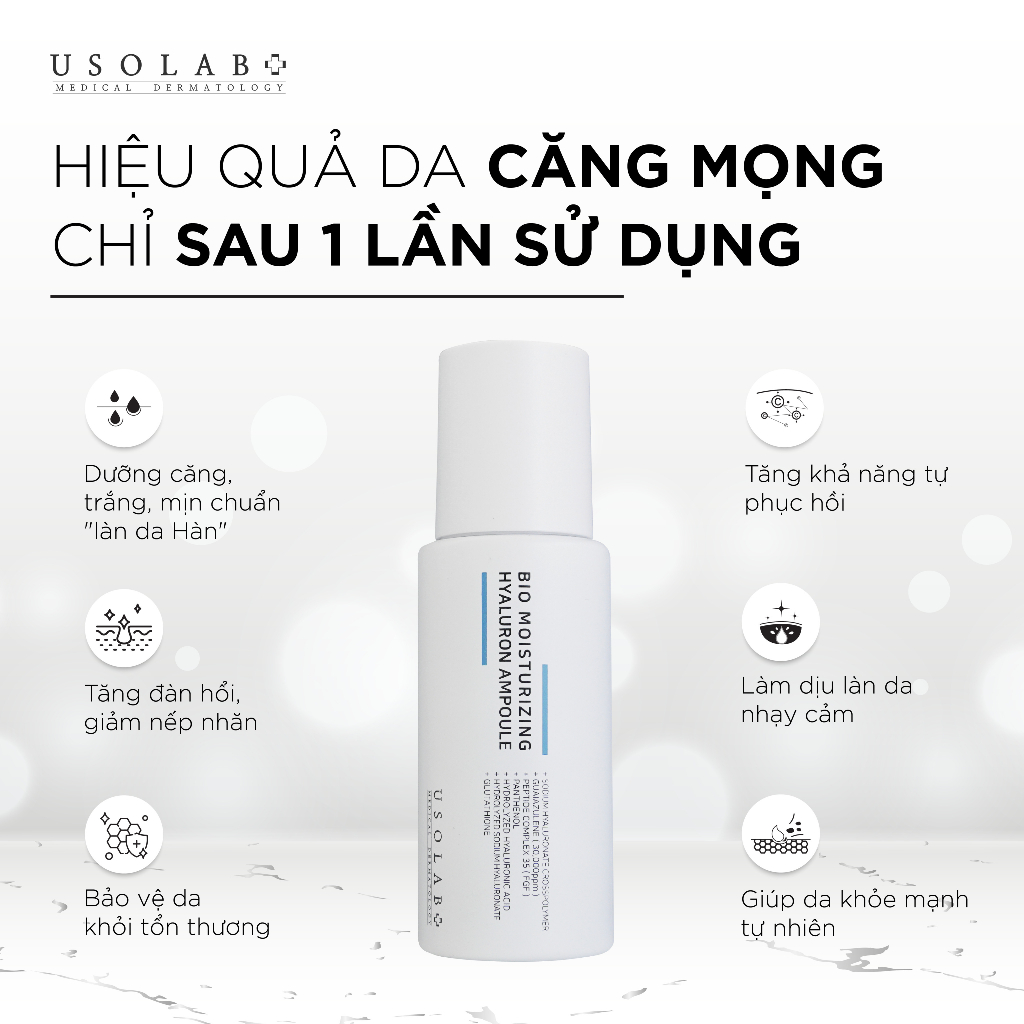 Bộ đôi cấp ẩm chuyên sâu, căng bóng da và giữ nước USOLAB Serum Hyaluron Ampoule 50ml + Kem dưỡng Hyaluron Cream 50ml