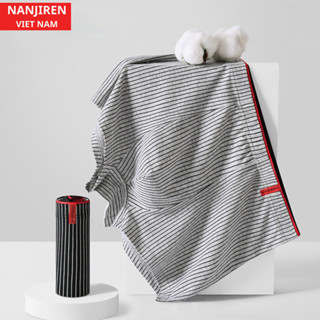 Hộp 4 Quần Sịp Boxer Nam Vải Thun Lạnh Cao Cấp NANJIREN Họa Tiết Kẻ Sọc (Có che tên sản phẩm)