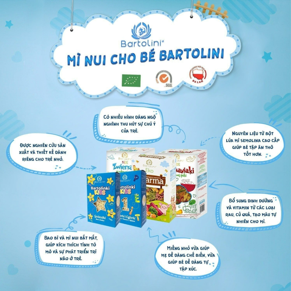 Mì nui cho bé nhiều hình Bartolini 250g (Hình Ngôi sao/ Hình Chữ cái và Chữ số)