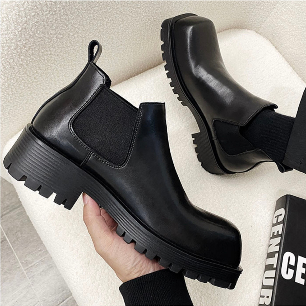Giày Tây Chelsea Boots Mũi Vuông LJIN G0460 Chất Da Sang Trọng Lịch Lãm Đế Tăng Chiều Cao