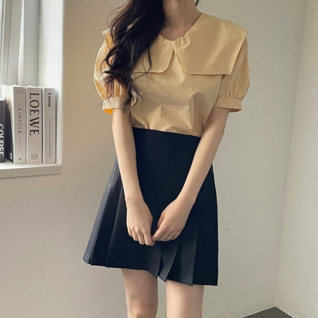 Áo kiểu nữ thiết kế cổ bẻ phong cách Hàn Quốc (Made in Korea)