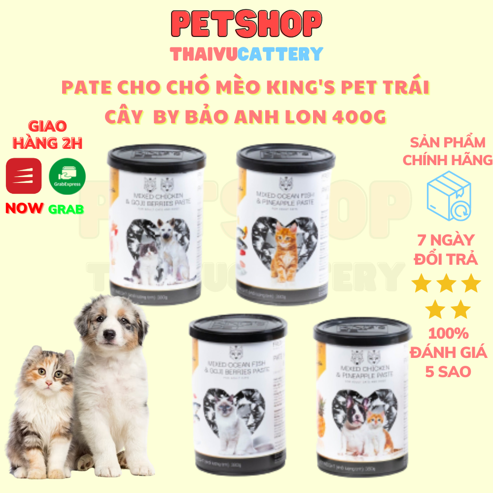 Pate King's Pet By Bảo Anh mix hoa quả dinh dưỡng cho chó mèo - lon 380gr