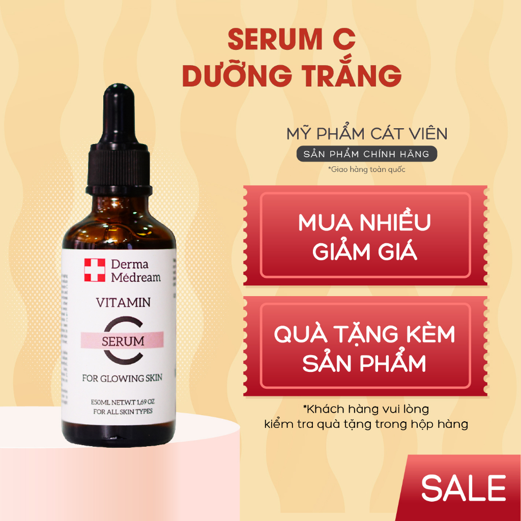 Serum Mờ thâm, Dưỡng trắng, Giảm nám, tàn nhang, Dành cho da nhạy cảm Vitamin C Derma Me'Dream Thụy Sỹ