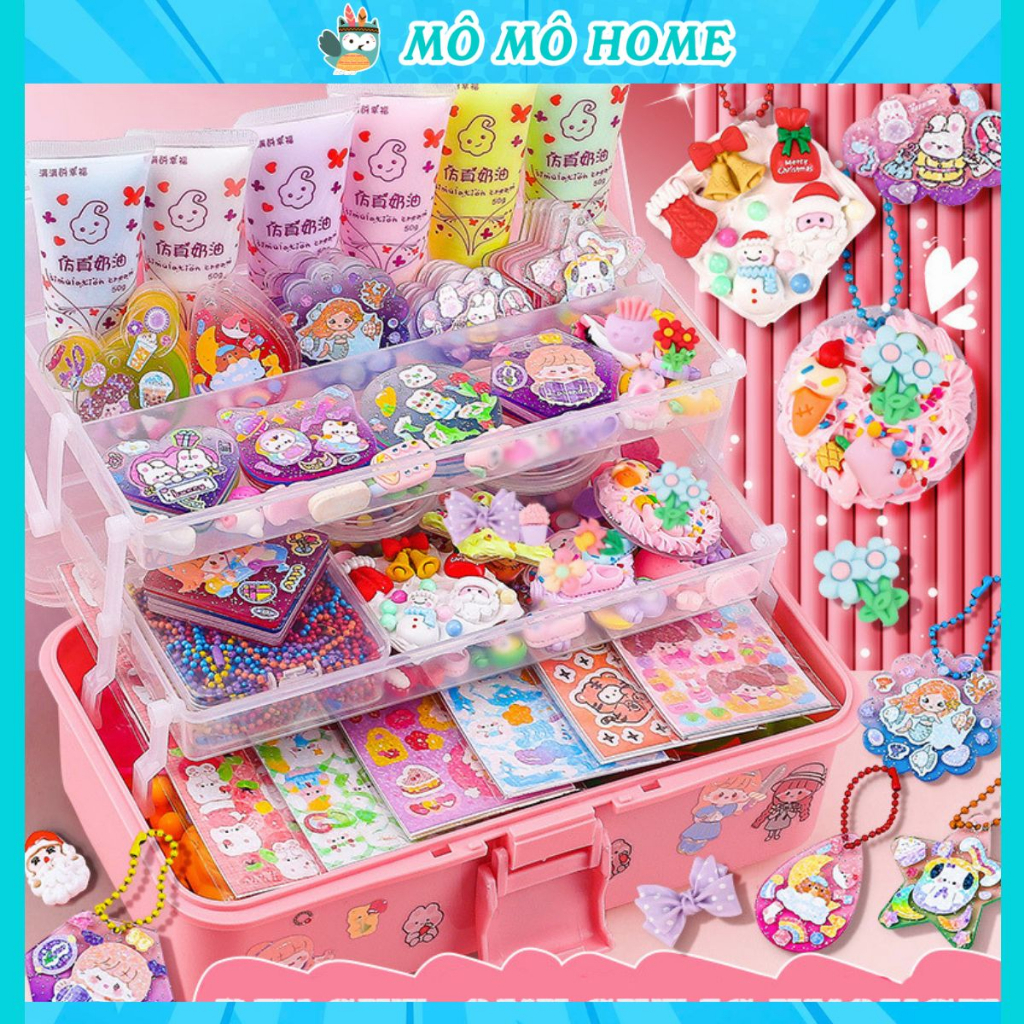 Bộ dụng cụ tự làm móc khóa bộ thẻ goo kem keo đồ chơi trang trí móc chìa khóa, ốp điện thoại, phụ kiện Mô Mô Home