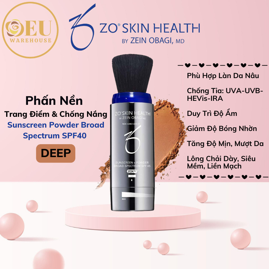 [Rẻ Nhất Sàn] Phấn Nền Trang Điểm Chống Nắng Zo Skin Health Sunscreen Powder Broad Spectrum SPF40 – DEEP