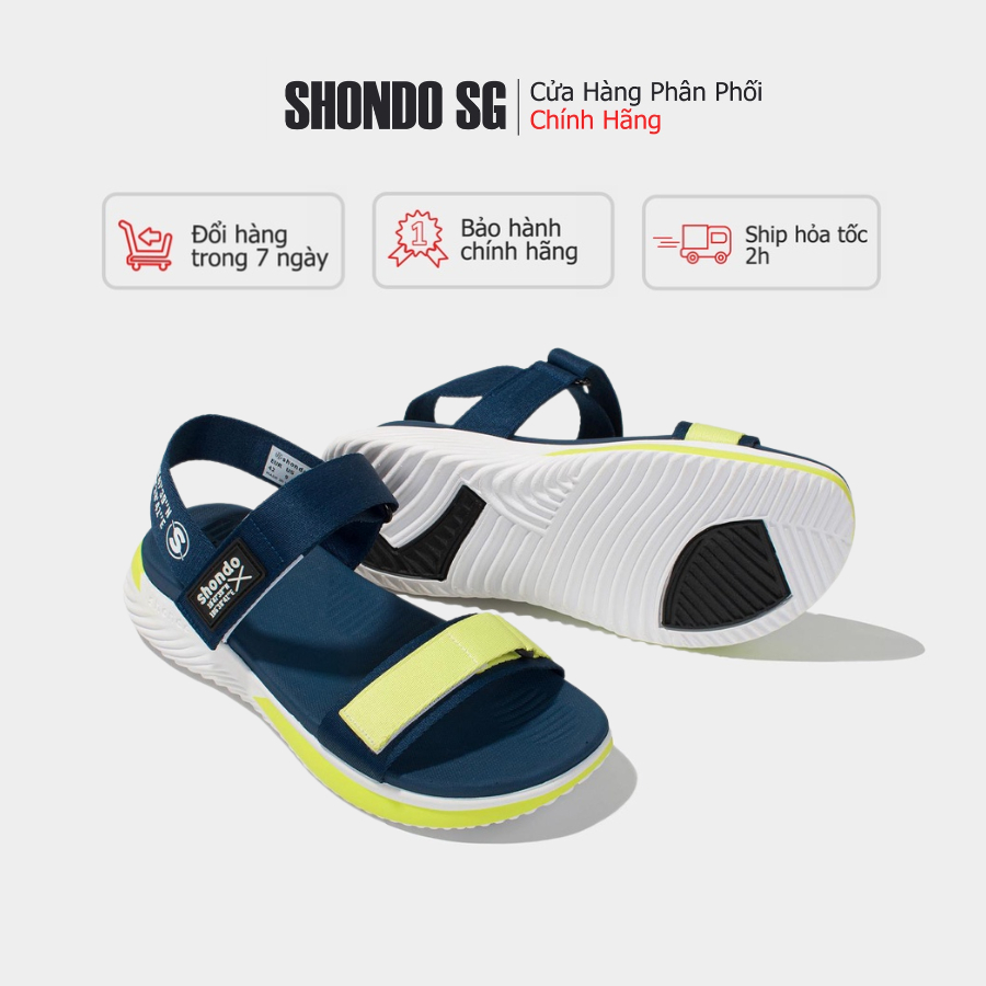 Giày Shondo Sandals F7 Continew đế trắng phối quai xanh dương - F7N0135