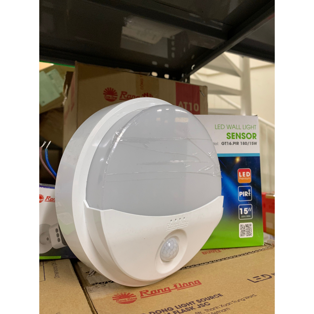 Đèn cảm biến gắn tường Rạng Đông 15w GT16.PIR 180/15W hình tròn