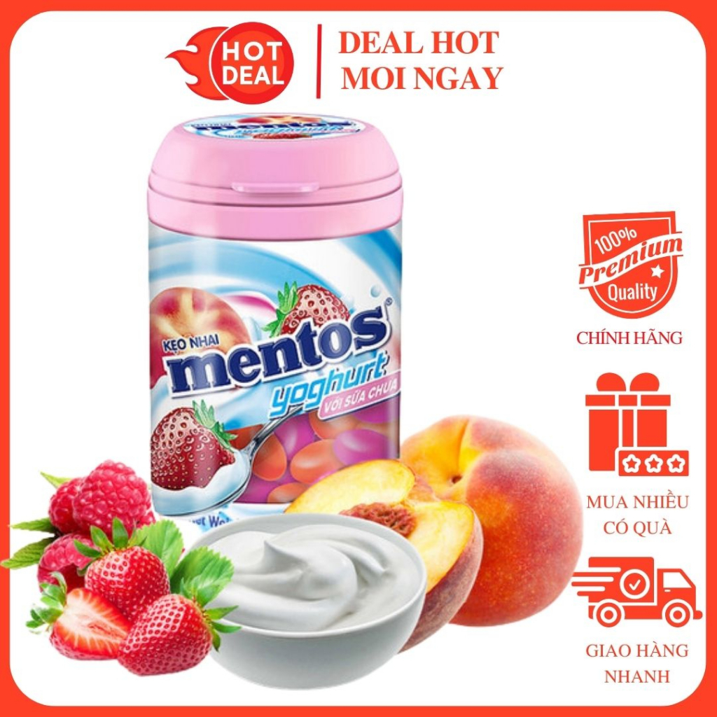 Kẹo Nhai Mentos Sữa Chua/Sinh Tố  Hũ 90G