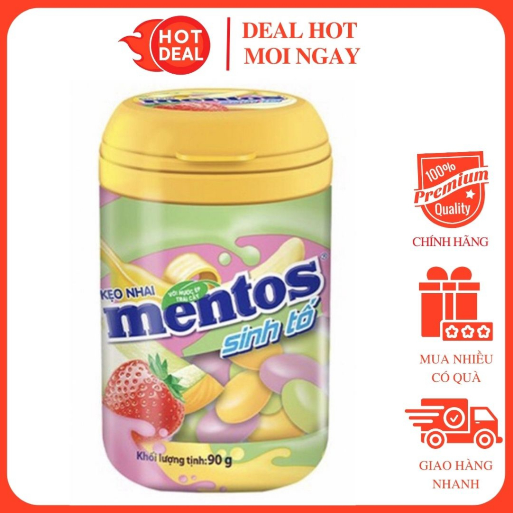 Kẹo Nhai Mentos Sữa Chua/Sinh Tố  Hũ 90G