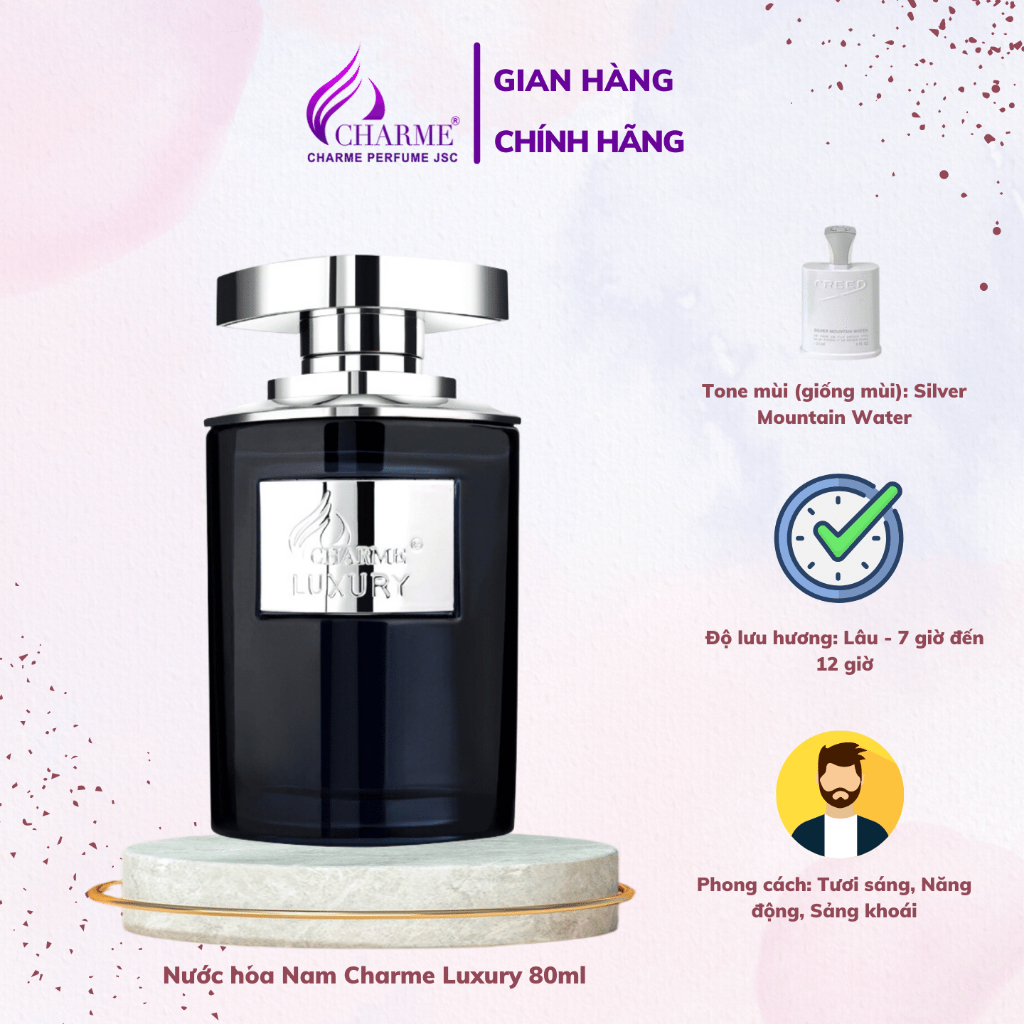 Nước Hoa Nam Cao Cấp Charme Luxury 80ml hương mát lạnh , thơm lâu