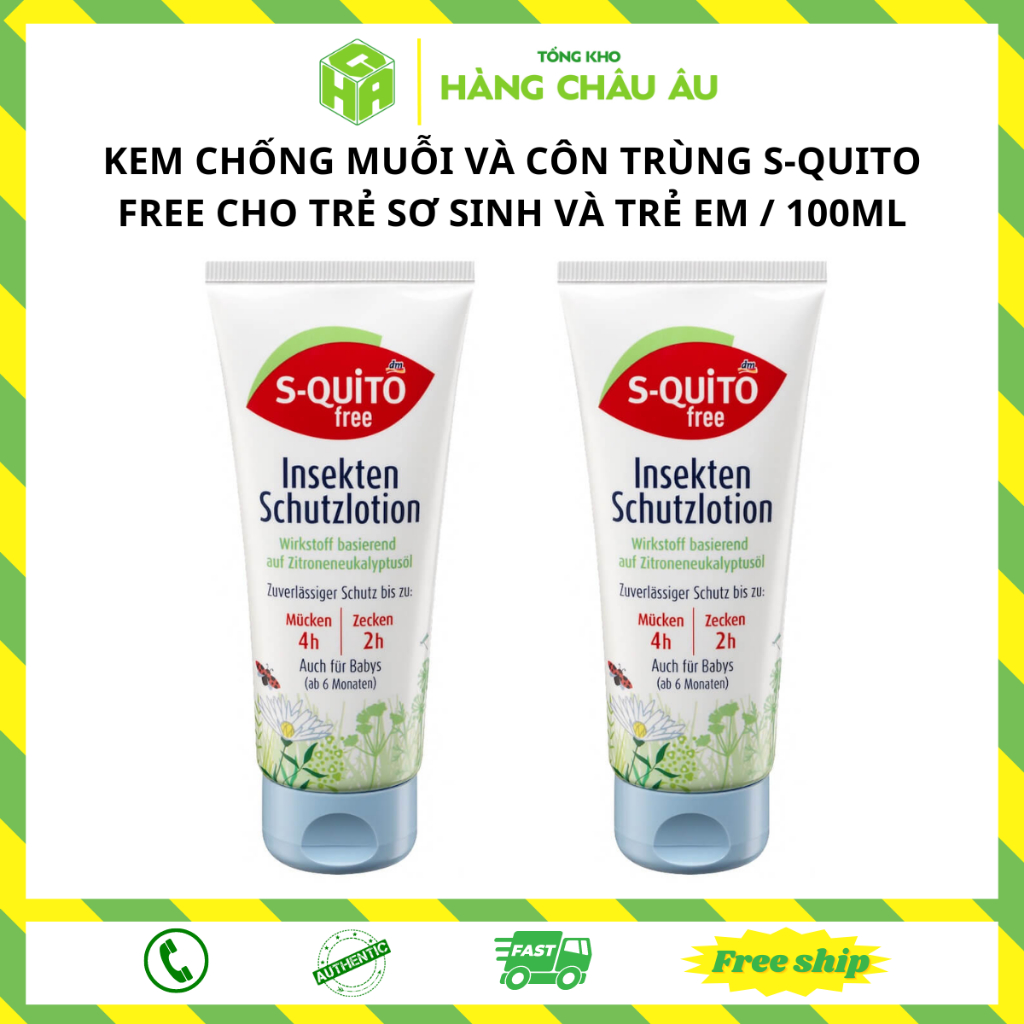 Kem chống muỗi và côn trùng S-Quito Free cho trẻ sơ sinh nội địa Đức / 100 ml