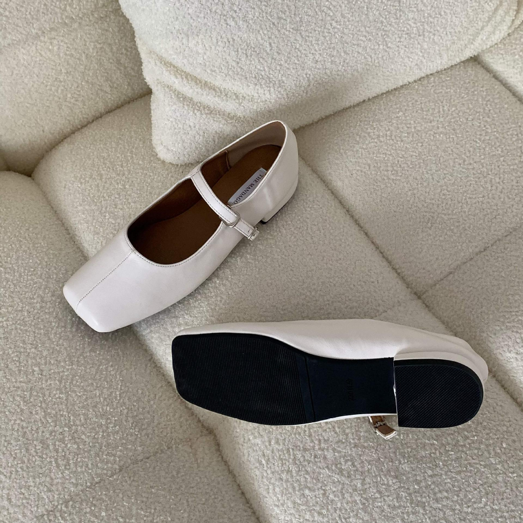 Giày Mary Jane Mũi Vuông Đế Bệt, Quai Ngang, Da Mềm Đi Êm Chân - EDZ8